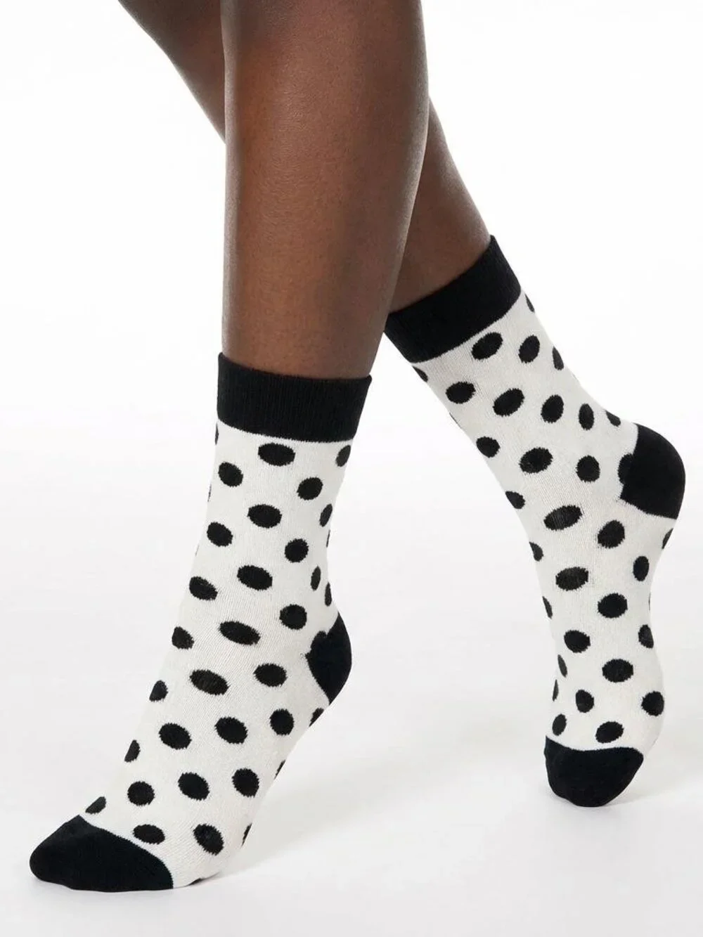 Korean Women's Premium Crew Socks -Polka Dot Casual - 6 Pairs